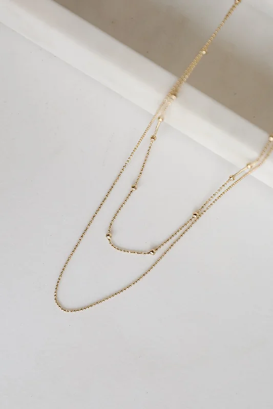 Custom diamond necklace for women-Kinsley Gold Layered Chain Necklace