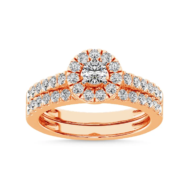 Twisted band engagement ring for women-Diamond 1 Ct.Tw. Bridal Ring in 10K Rose Gold