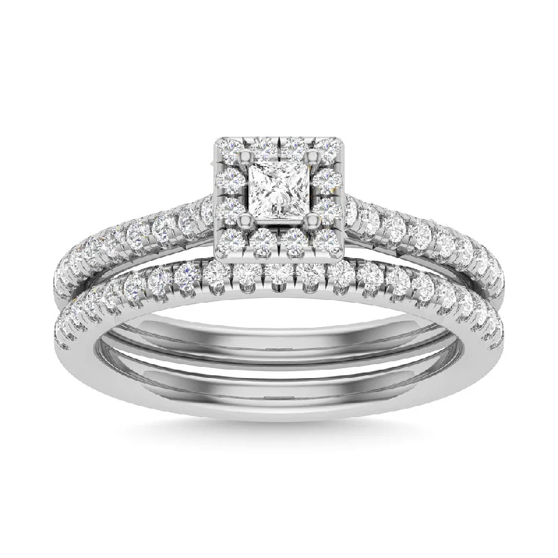 Infinity engagement ring for women-Diamond 3/4 Ct.Tw. Princess Cut Bridal Ring in 14K White Gold