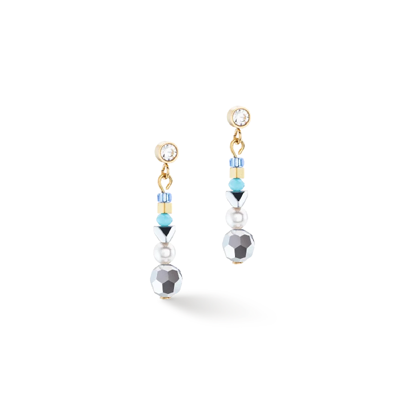 Custom diamond earrings for women-Earrings Ocean Vibes turquoise gold