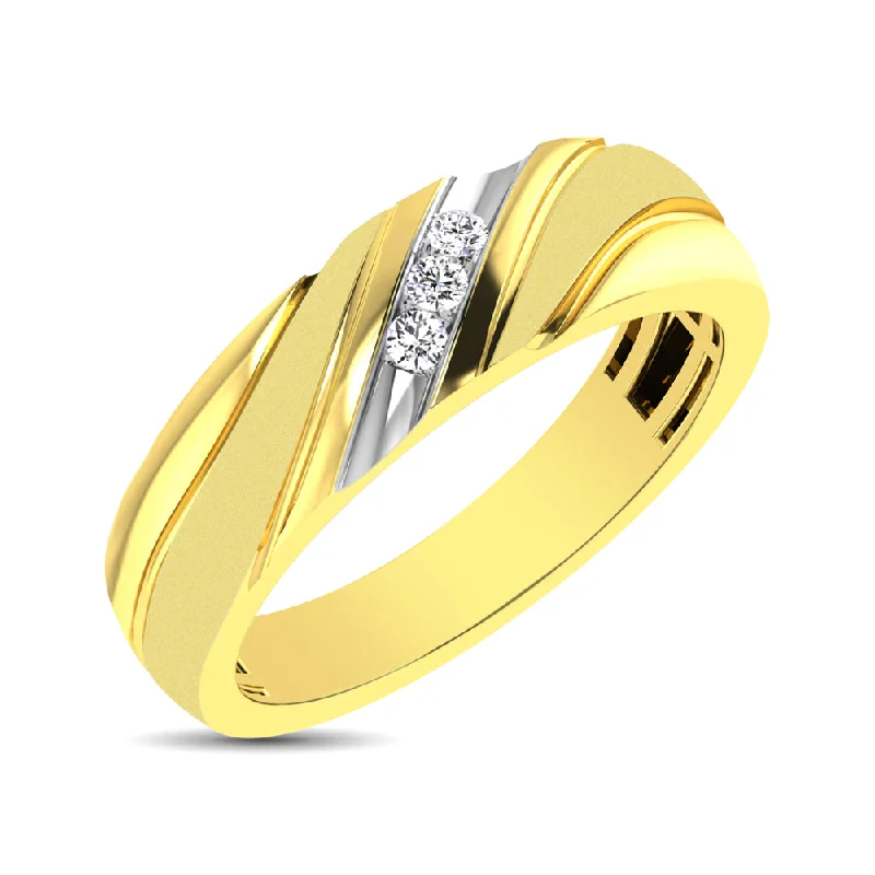 Double halo engagement ring for women-Men's 1/10 Ctw. Diamond Slant Ring in 10K Yellow Gold