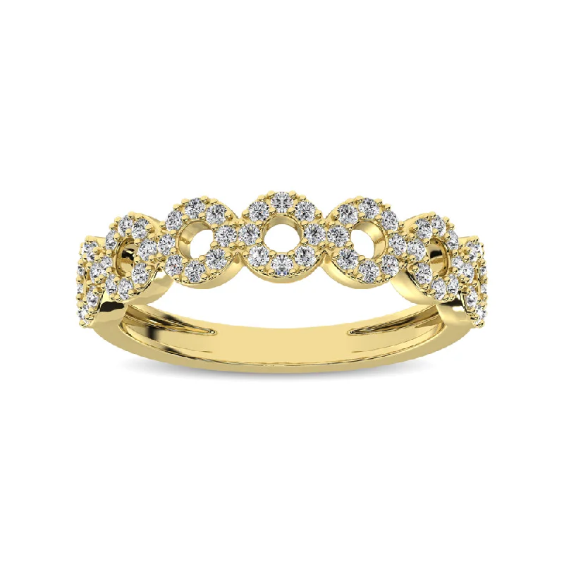 Unique engagement rings for women-14K Yellow Gold 1/3 Ct.Tw. Diamond 7 Station Stackable Band