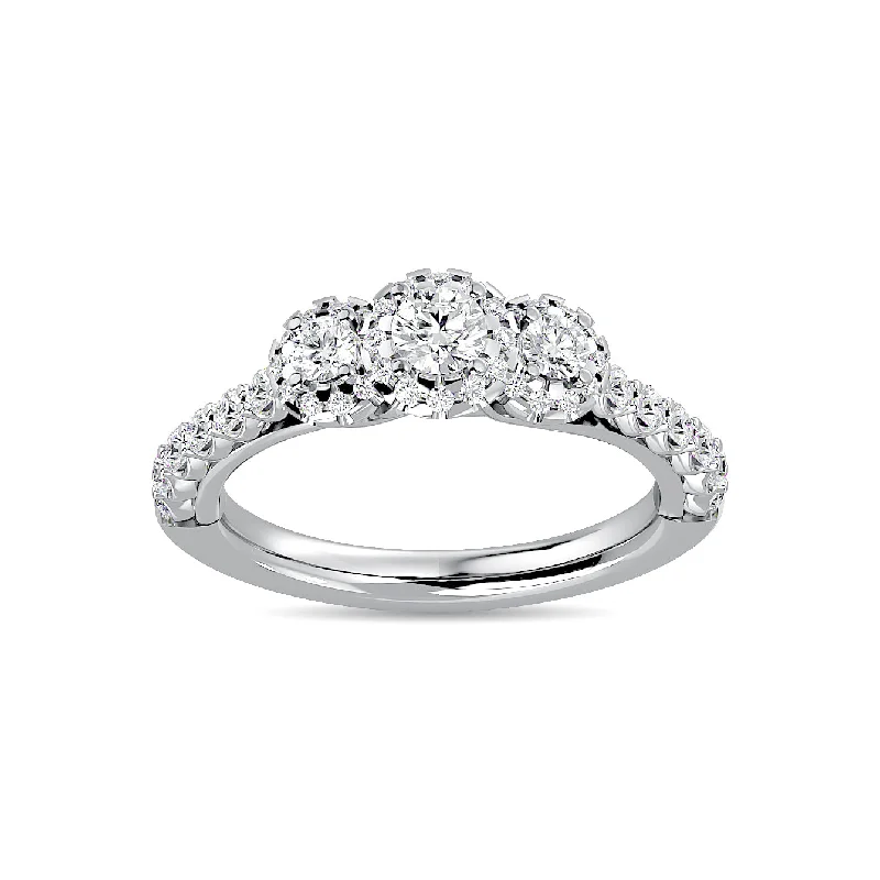 Unique princess cut engagement ring for women-Diamond 1 Ct.Tw. Bridal Ring in 14K White Gold