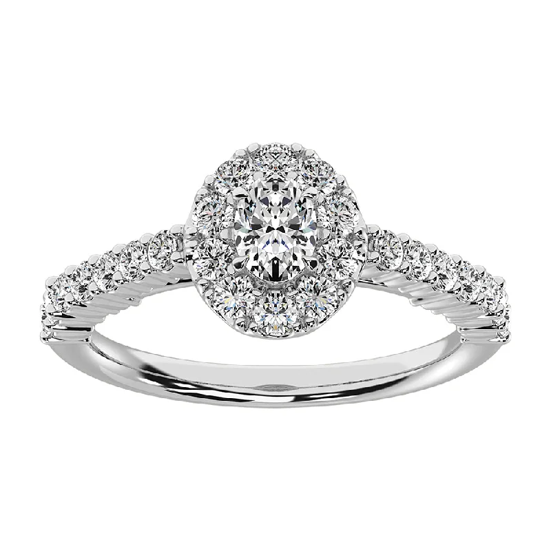 Cushion cut diamond engagement ring for women-14K White Gold 1 Ct.Tw. Diamond Solitaire Ring