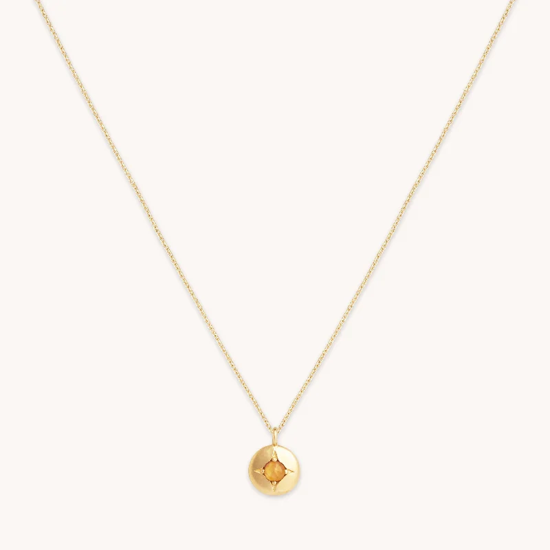 Fashionable gold necklace for women-November Citrine Birthstone Necklace in Solid Gold