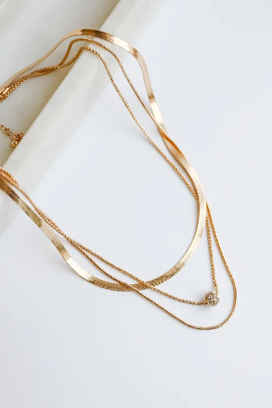 Dainty necklace for women-Willow Gold Layered Chain Necklace