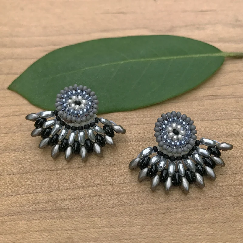 Vintage gold earrings for women-Fan Earrings - Silver, Guatemala