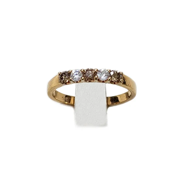 Alternative engagement ring for women-14k Rose Gold Brown Diamond Band