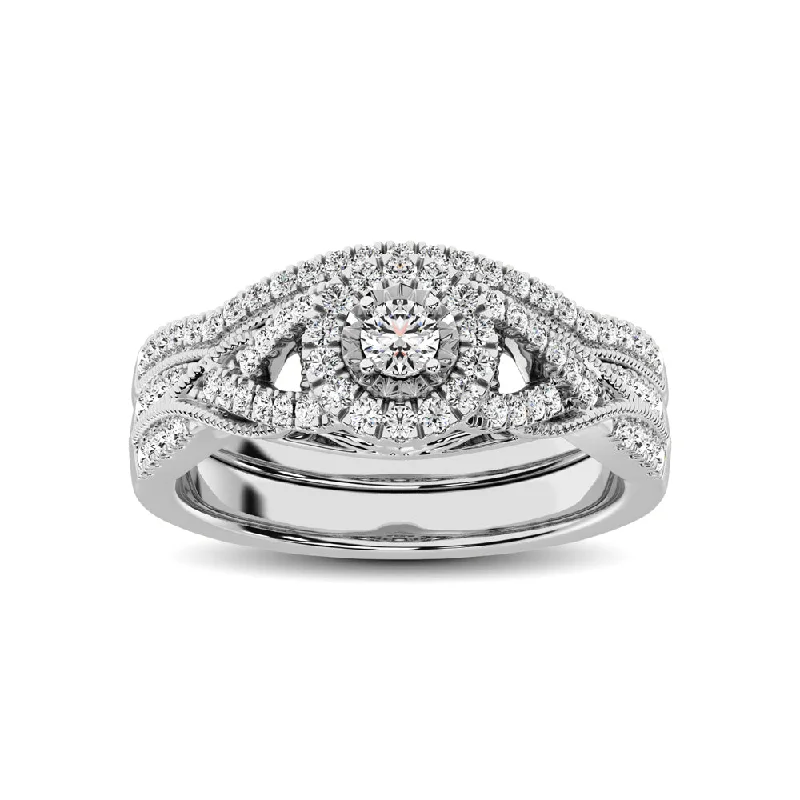 Diamond engagement ring for women-10K White Gold 1/2 Ct.Tw. Diamond Bridal Ring