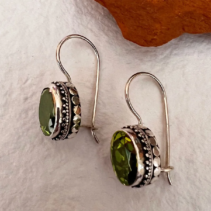 Art deco earrings for women-Permata Earrings, Peridot - Sterling Silver, Indonesia