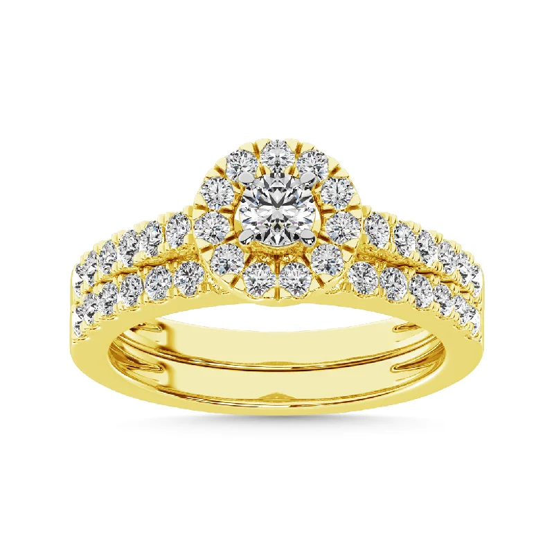 Baguette cut engagement ring for women-Diamond 1 Ct.Tw. Bridal Ring in 10K Yellow Gold