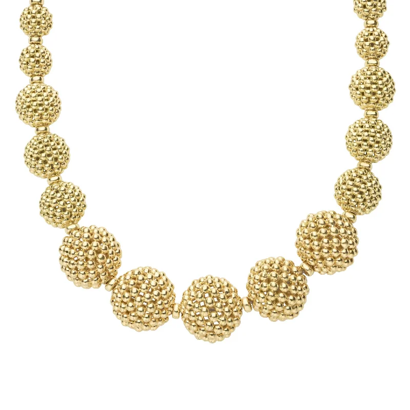 Fashion necklace for women-Caviar Gold 18K Gold Caviar Beaded Ball Necklace