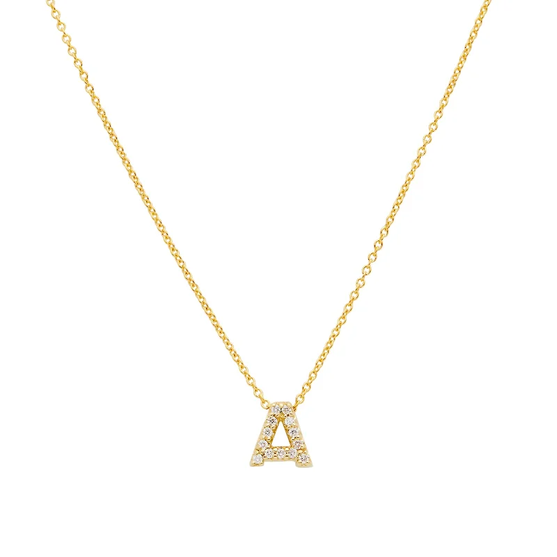 Silver heart necklace for women-18K Yellow Gold 0.06cttw Diamond Love Letter A Necklace