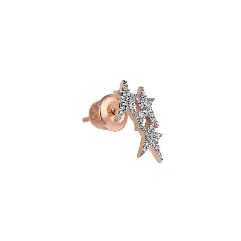 Sterling silver earrings for women-Triple Star Stud