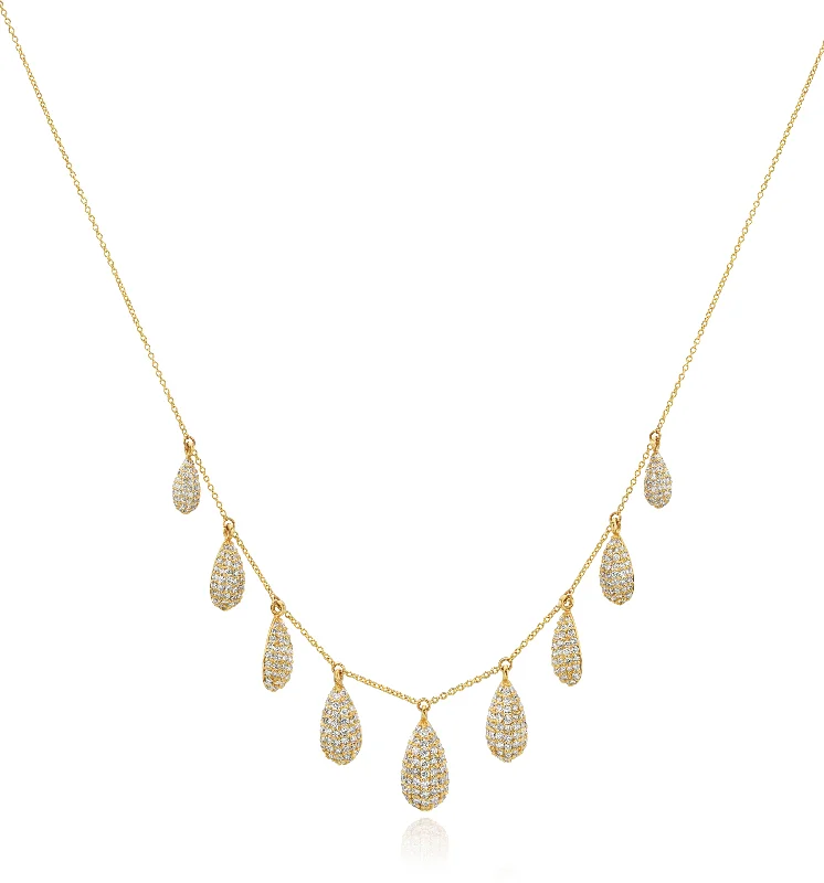 Simple silver necklace for women-Yellow Gold Diamond Necklace