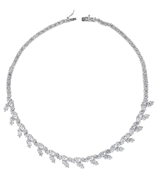 Simple silver necklace for women-Marquise CZ Necklace