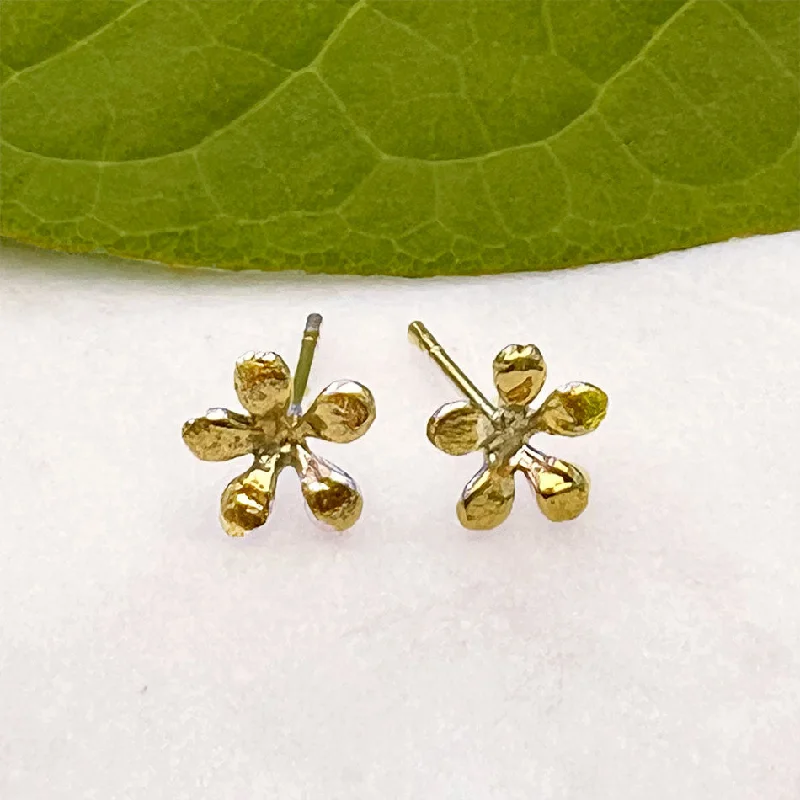 Gold stud earrings for women-Tiny Daisy Studs - Brass, Indonesia