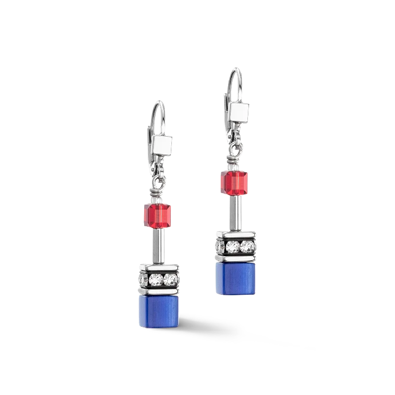 Chunky earrings for women-GeoCUBE® Iconic earrings silver-royal