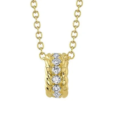 Simple pendant necklace for women-0.13CT DIAMOND BARREL NECKLACE