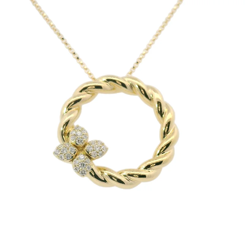 Custom necklace for women-18K YELLOW GOLD LOVE IN VERONA DIAMOND TWIST NECKLACE