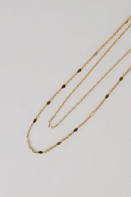 Birthstone necklace for women-Eleanor Gold Layered Chain Necklace