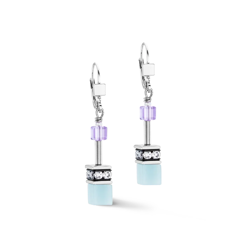 Trendy earrings for women-GeoCUBE® Iconic earrings aqua-lilc