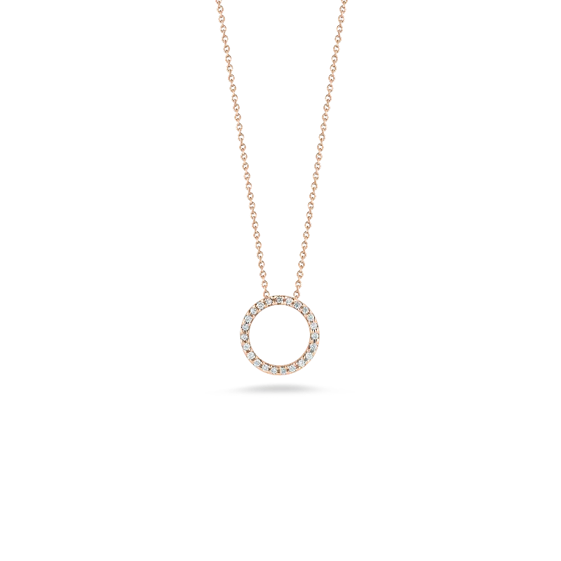 Butterfly necklace for women-18k Rose Gold & Diamond Circle Necklace