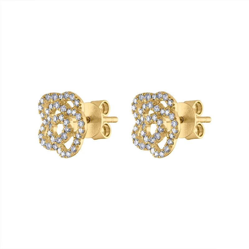 Dangling gemstone earrings for women-14KT GOLD DIAMOND OUTLINE FLOWER EARRING