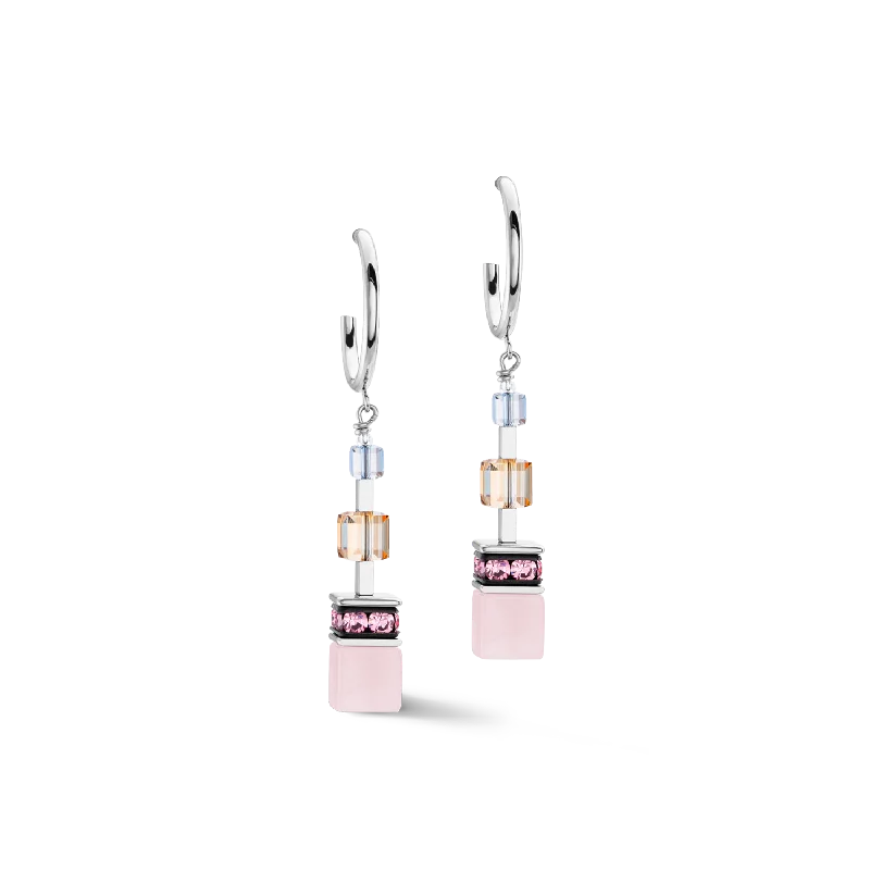 Simple earrings for women-GeoCUBE® Precious Statement earrings silver-pastel