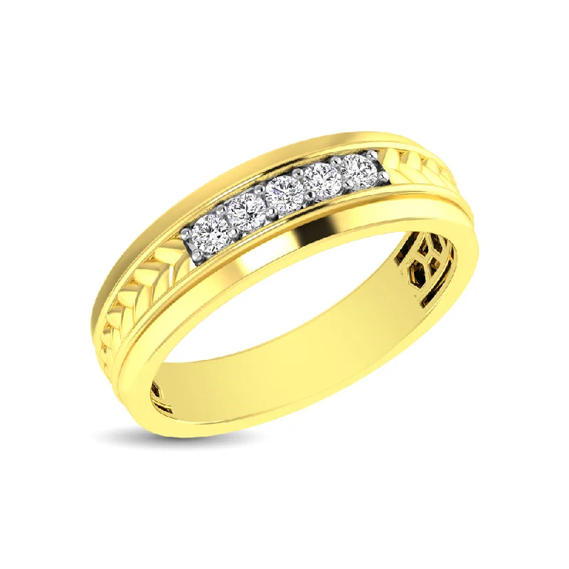 Oval diamond engagement ring for women-10K Yellow Gold 1/4 Ct.Tw. Diamond Five Stone Mens Band