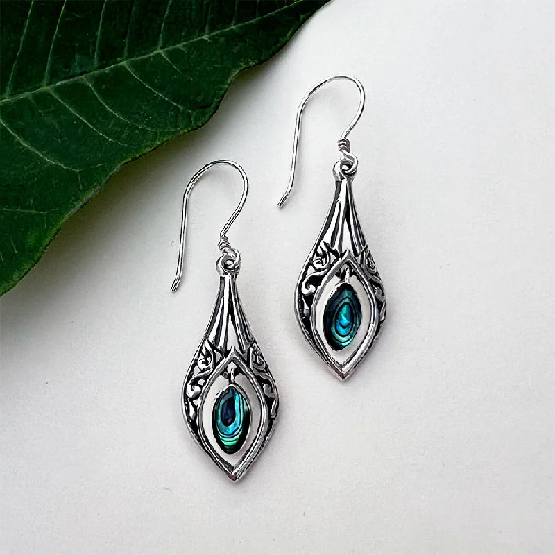 Designer gold earrings for women-Dewdrop Abalone Earrings - Sterling Silver, Indonesia