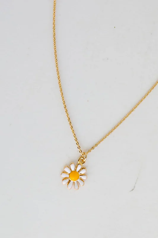 Love heart necklace for women-FINAL SALE - Kenna Gold Daisy Charm Necklace