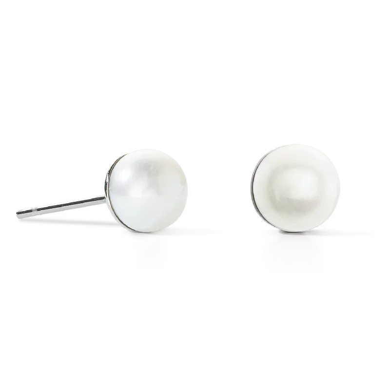 Fashionable earrings for women-Earrings Classic Freshwater Pearl silver