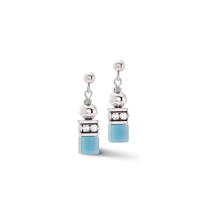 Diamond earrings for women-GeoCUBE® Fusion Spheres earrings ice blue