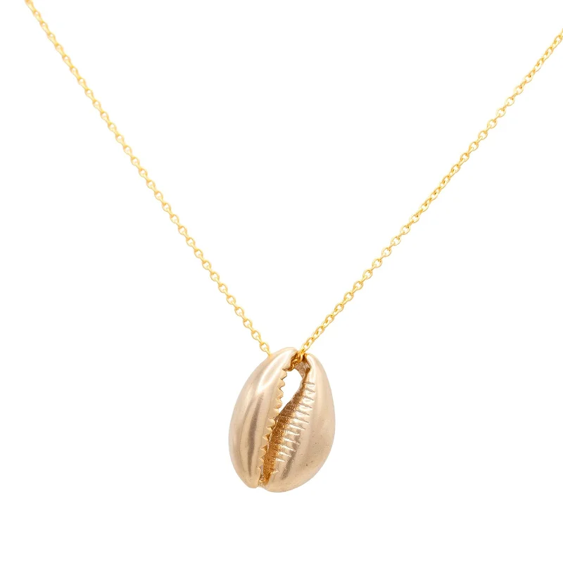 Sterling silver necklace for women-Cowrie Shell Charm Necklace