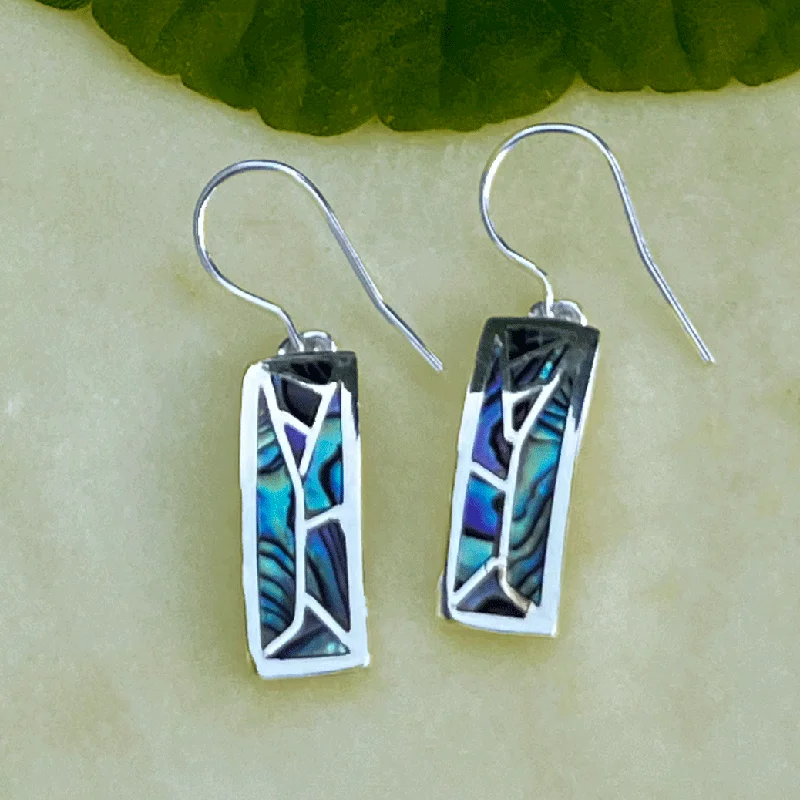 Fancy earrings for women-Mosaic Abalone Earrings - Sterling Silver, Indonesia