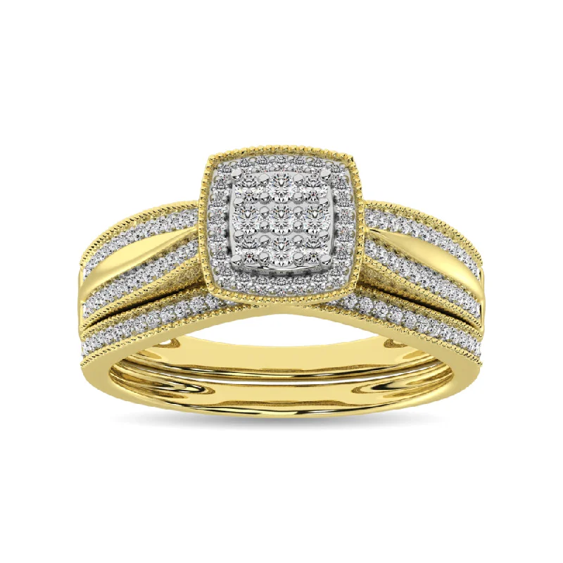 Custom diamond engagement ring for women-Diamond Bridal Ring 1/4 ct tw in Round-cut 10K in Yellow Gold