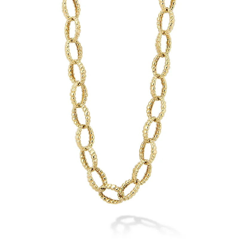 Unique necklace for women-Caviar Gold 18K Gold Fluted Link Necklace