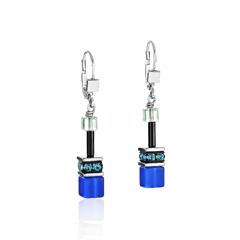 Dangle earrings for women-GeoCUBE® Earrings blue-green