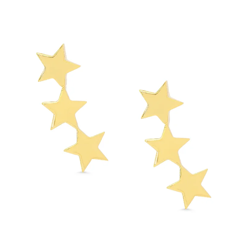 Personalized gold earrings for women-Star Climber Earrings in Sterling Silver