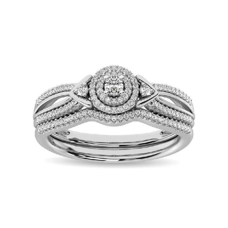 Custom platinum engagement ring for women-Diamond Bridal Ring 1/4 ct tw in Round-cut 10K in White Gold