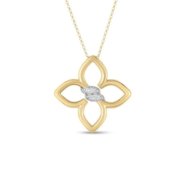 Diamond necklace for women-Roberto Coin Cialoma 18K Yellow Gold Diamond Necklace