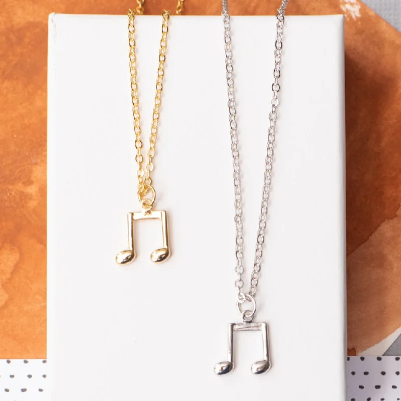 Custom diamond necklace for women-Music Medium Note Charm Necklace