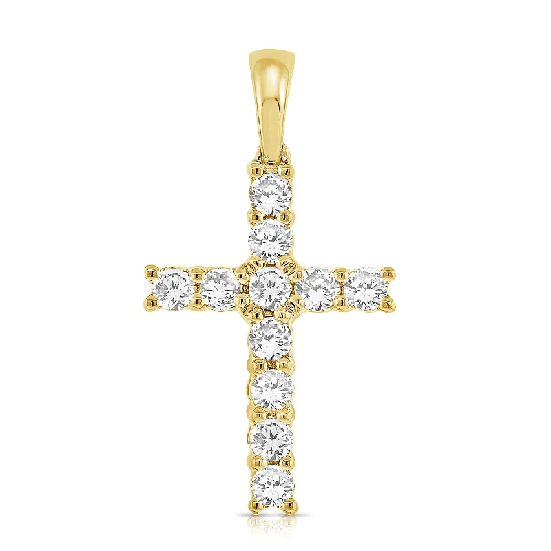 Stackable engagement ring for women-Diamond Cross in 14K Gold