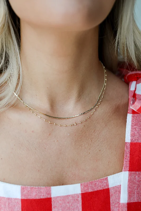 Love heart necklace for women-Hazel Gold Layered Chain Necklace