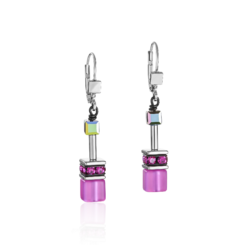 Sapphire earrings for women-GeoCUBE® Earrings pink