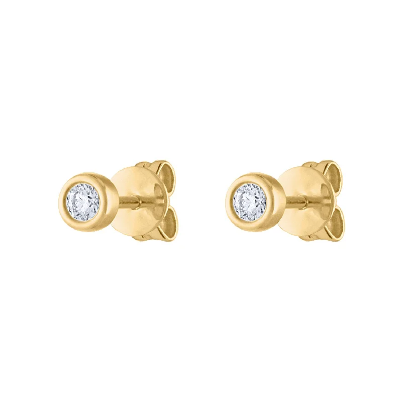 Glamorous earrings for women-14KT GOLD DIAMOND SMALL BEZEL EARRING