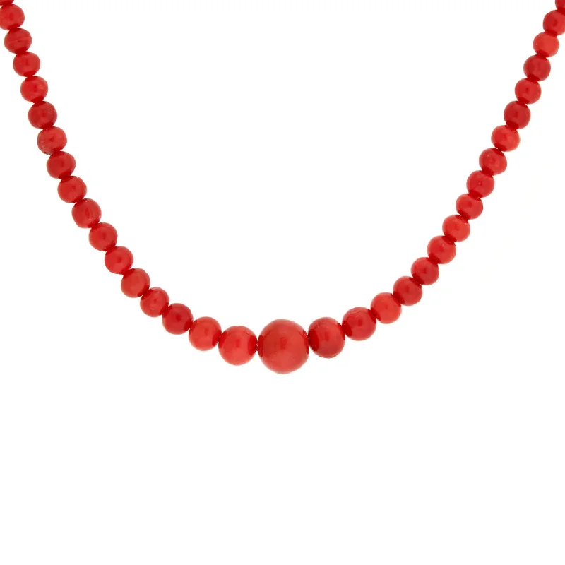 Choker necklace with gemstone for women-Victorian 14k Oxblood Coral Graduated Necklace