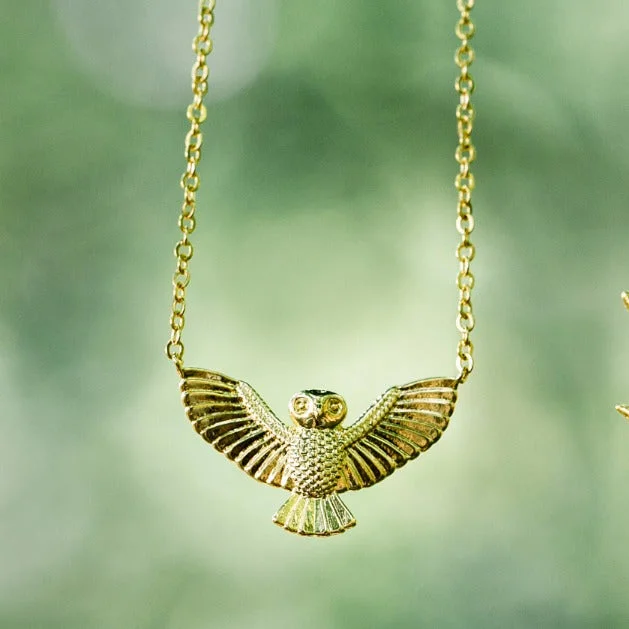 Pendant necklace for women-Flying Owl Necklace