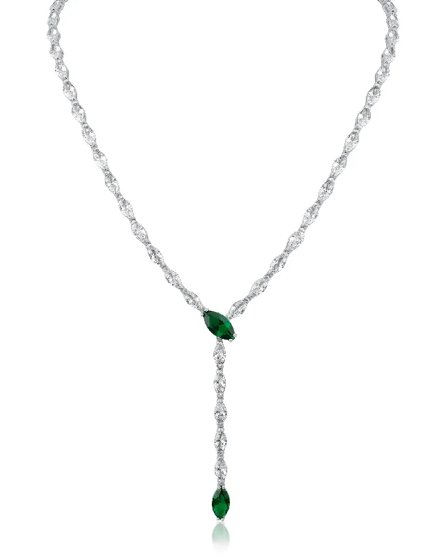 Multi-strand necklace for women-Marquise CZ Y-Necklace